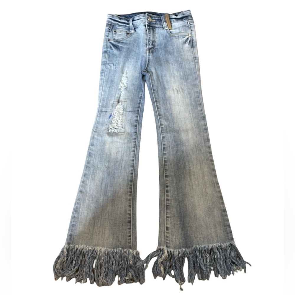 Hanna Banana by Sara Sara, Light Blue Flare Jeans with Frayed Hem. Girls size 10
